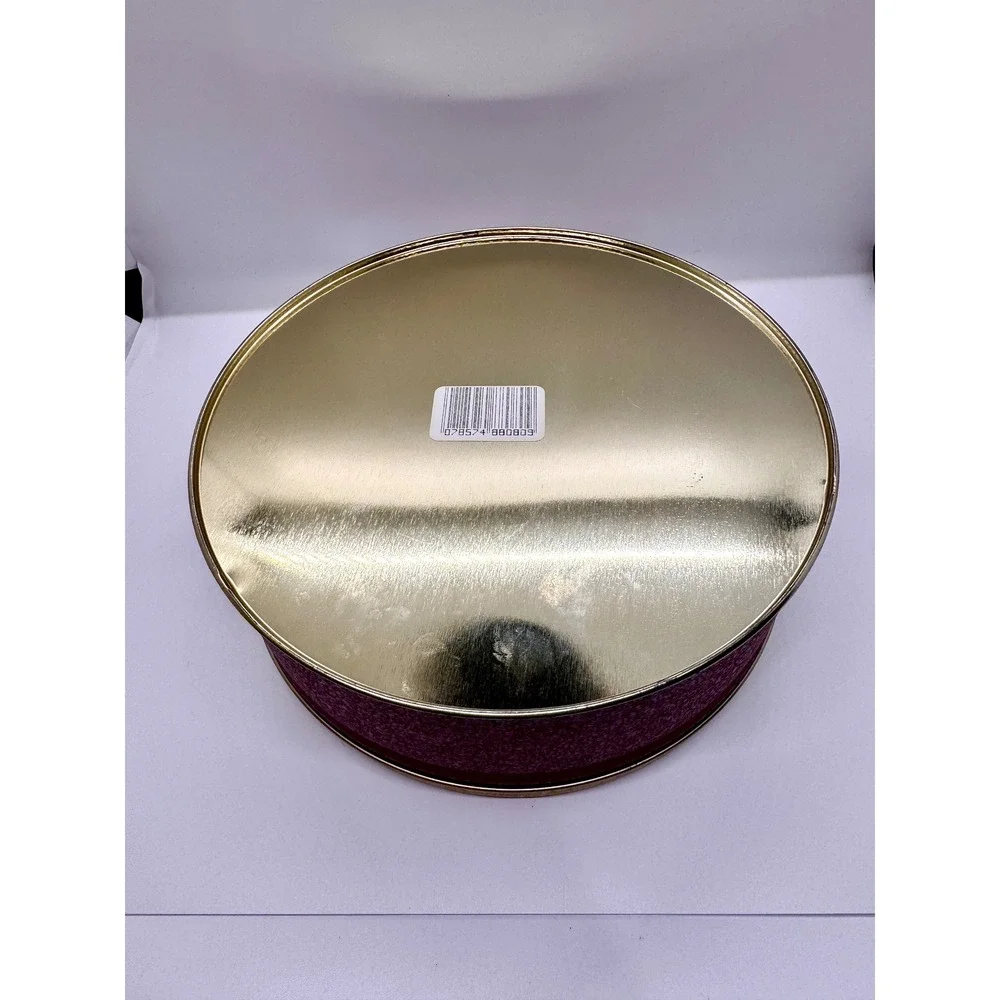 Vintage Goose Floral Tin Round Metal Cookie‎ Canister Red Cream Cottagecore 8in